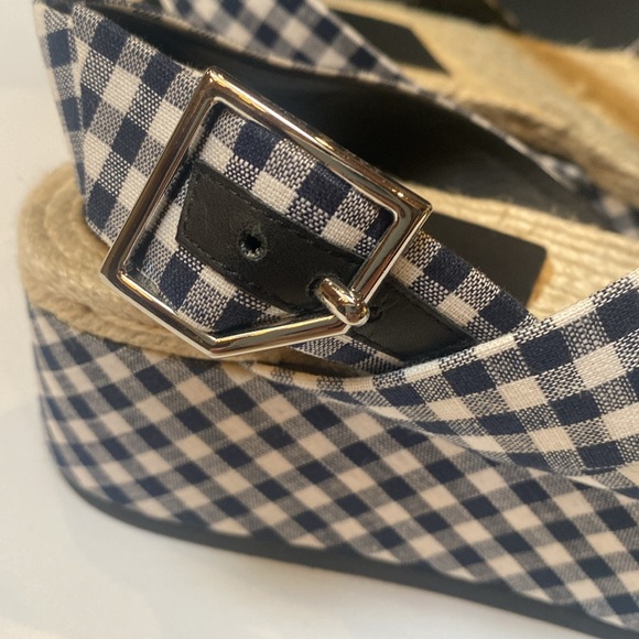 Rag & Bone Megan Espadrille Navy Gingham Platform Sandal US 8 MSRP $375 - Picture 4 of 8